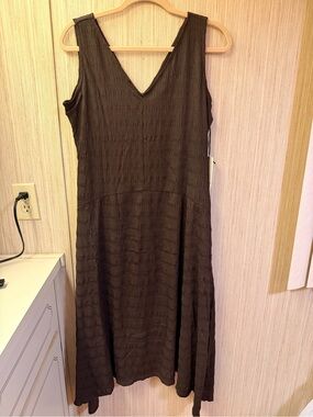 For Cynthia Sleeveless V-Neck Midi Dress in Dark Brown